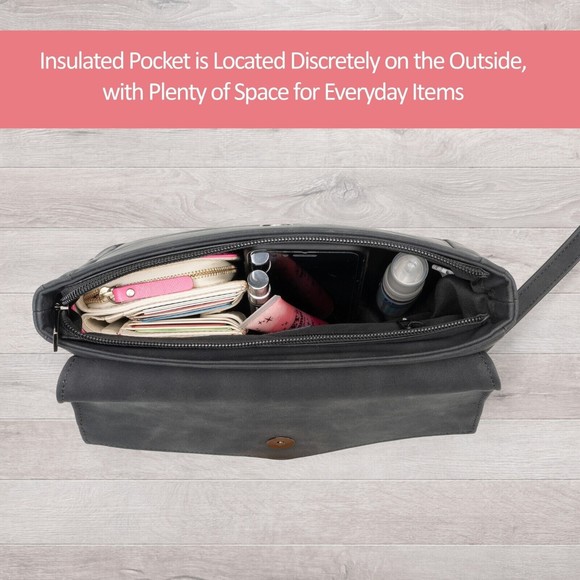 C.A.B. Hidden Flask Black Clutch Purse with Flask Bag and Collapsable Funnel - Picture 4 of 11